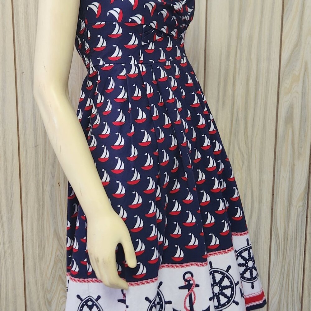 nautical sundress sz 0 Anthropologie cotton halter sailing